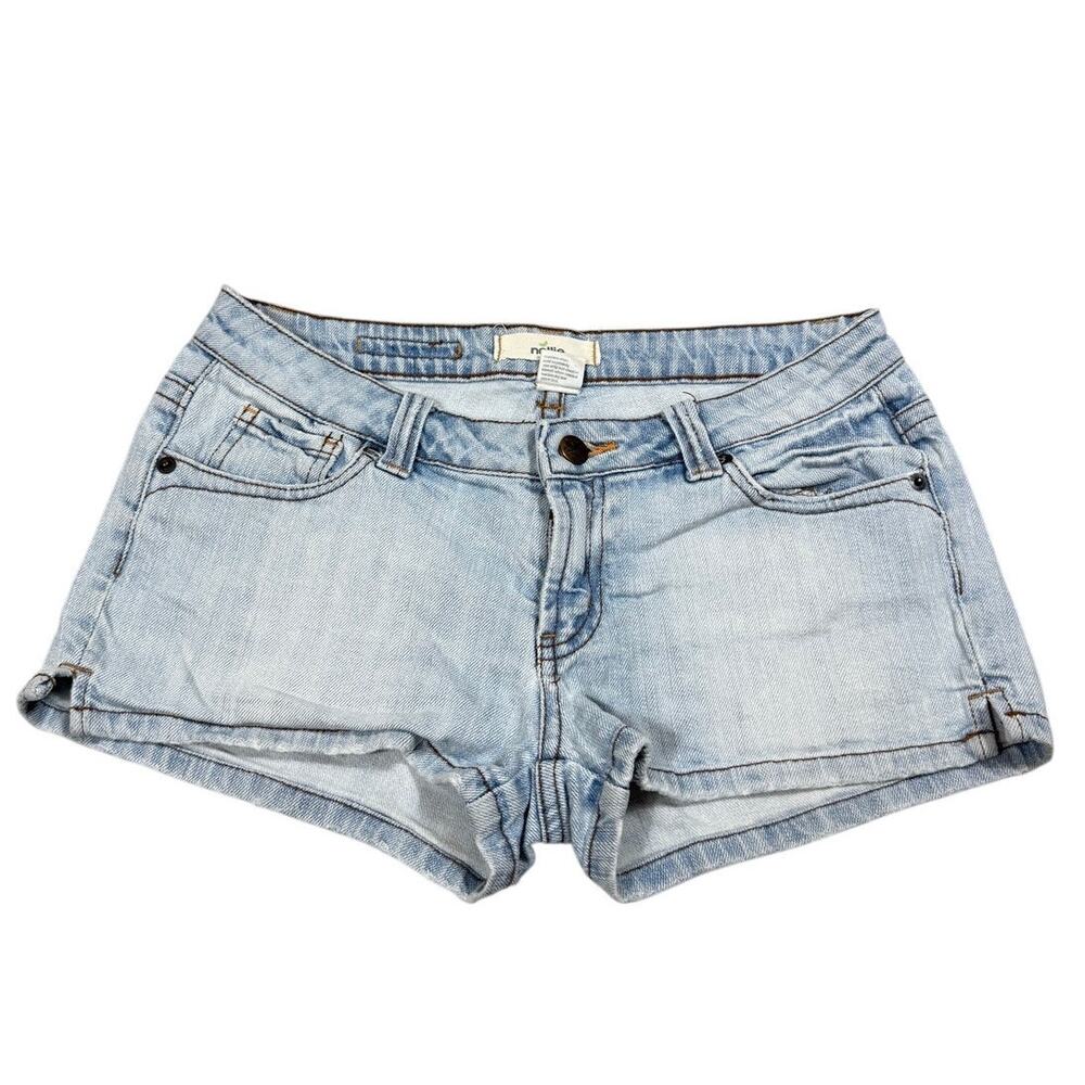 Y2K Nollie Junior Womens Light Wash Low Rise Denim Shorts *Flaw